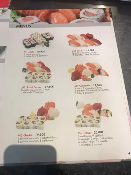 menu 0 of sakura house restaurant japonais