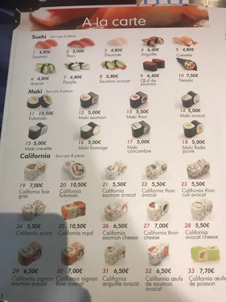 menu 1 of sakura house restaurant japonais