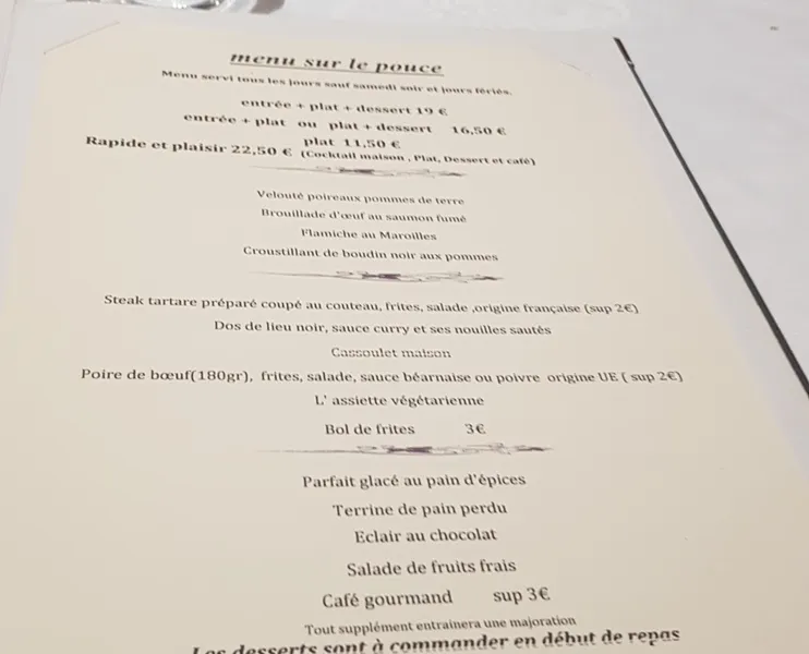 menu 0 of Nicolas... La Suite au Cottage