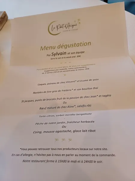 menu 0 of Auberge du Pont d'Acigné