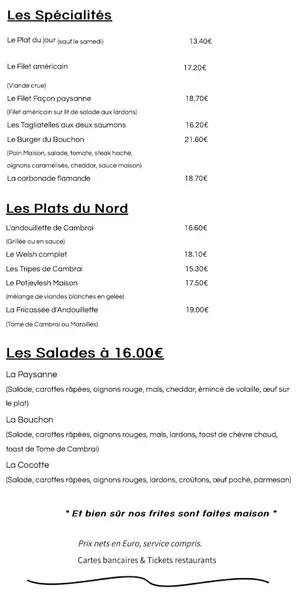 menu 1 of Le Bouchon Restaurant