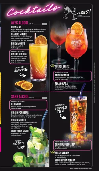 menu 1 of Memphis - Restaurant Diner