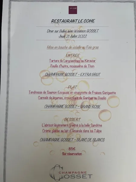 menu 0 of Le Cohé