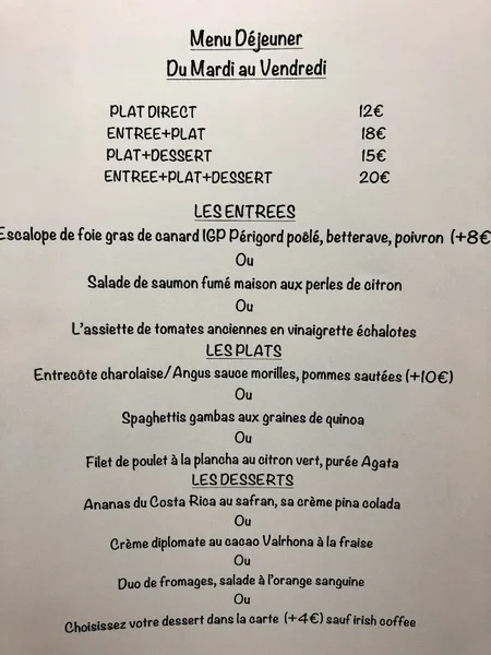 menu 1 of Le Cohé
