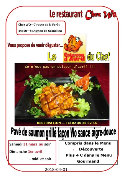 menu 0 of Restaurant Chez Wo