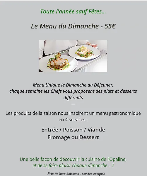 menu 0 of L'OPALINE Restaurant