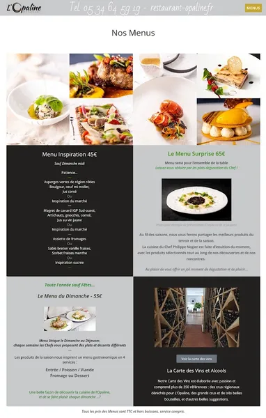 menu 1 of L'OPALINE Restaurant
