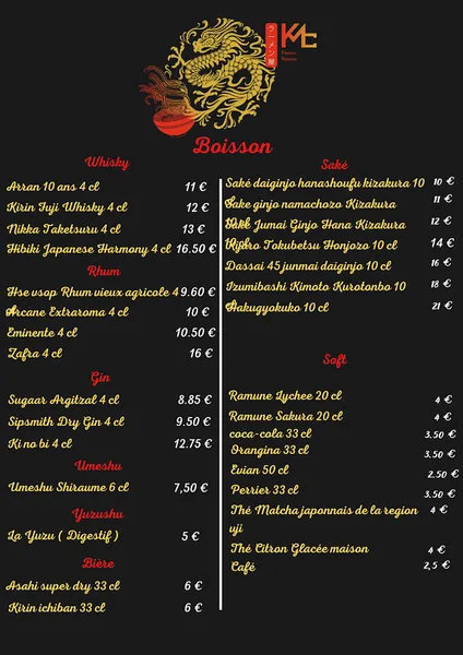 menu 1 of Kmc ramen Bayonne