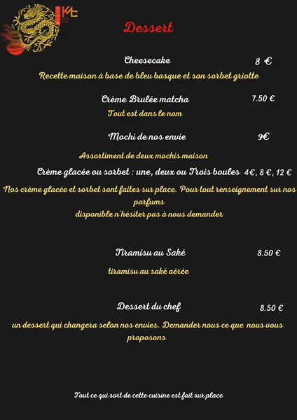 menu 2 of Kmc ramen Bayonne