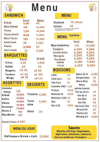 menu 0 of champfo Kebab