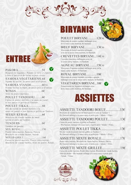 menu 1 of Restaurant Taj Mahal