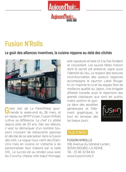 menu 0 of Fusion N'Rolls Sushi