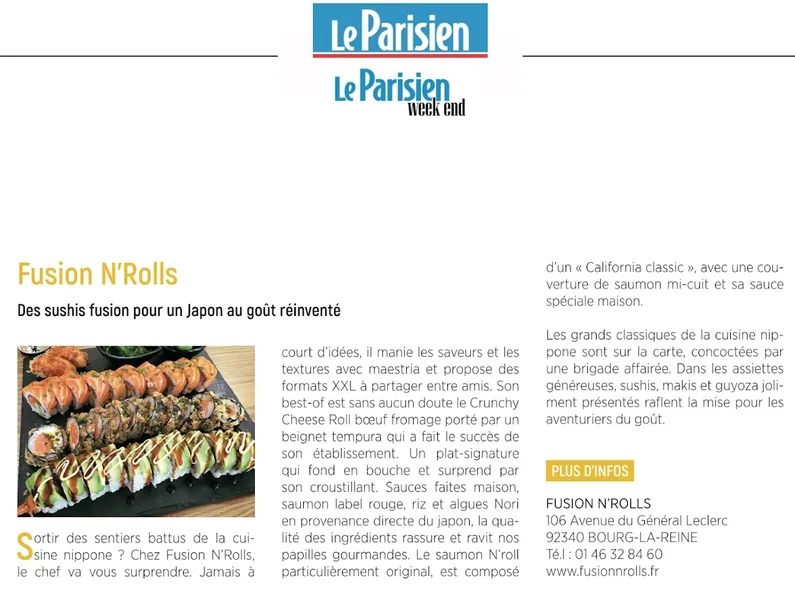 menu 1 of Fusion N'Rolls Sushi