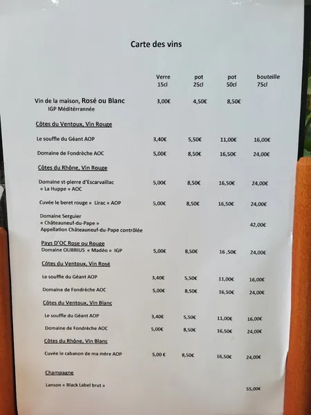 menu 0 of L'Atelier de Belinda