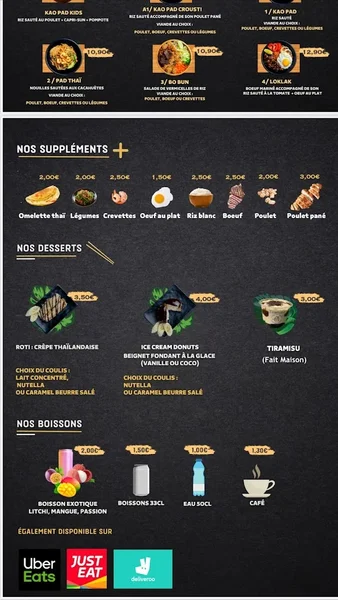 menu 2 of Le Wok Thaï