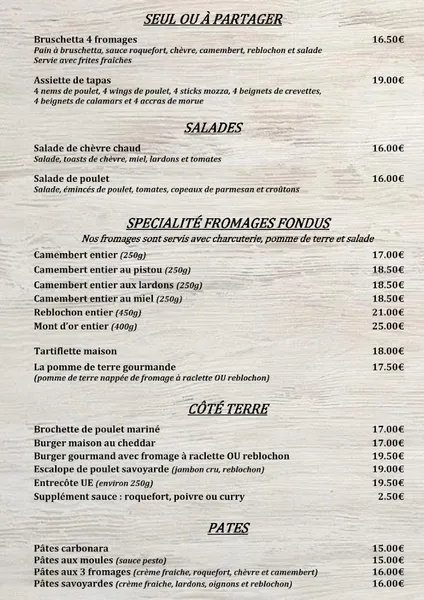 menu 0 of Le Comptoir des Saveurs