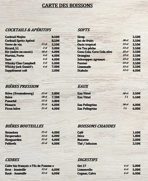 menu 2 of Le Comptoir des Saveurs