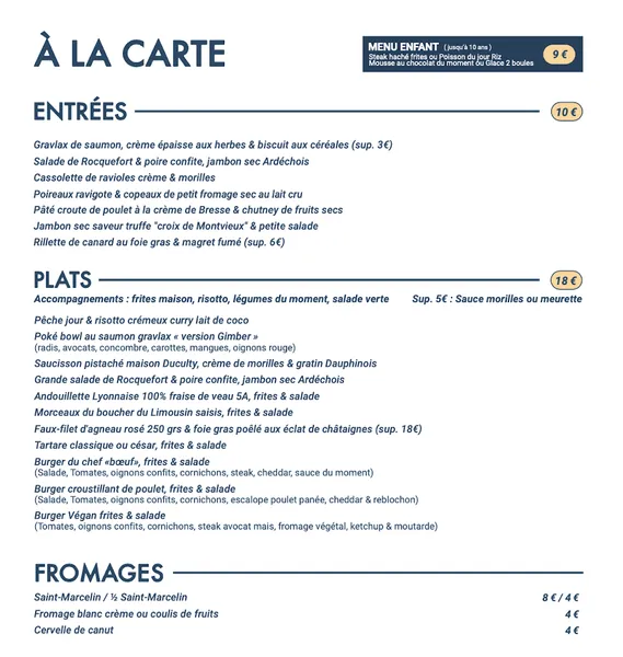 menu 1 of Brasserie Les Lieux Dits