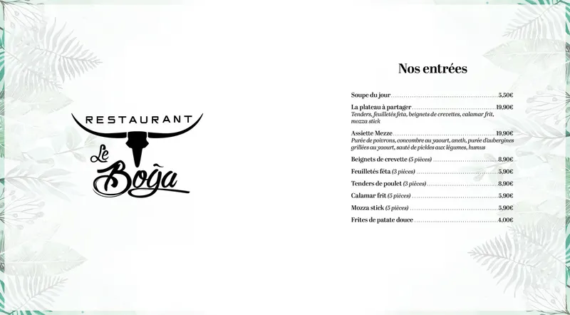 menu 0 of Le Boga