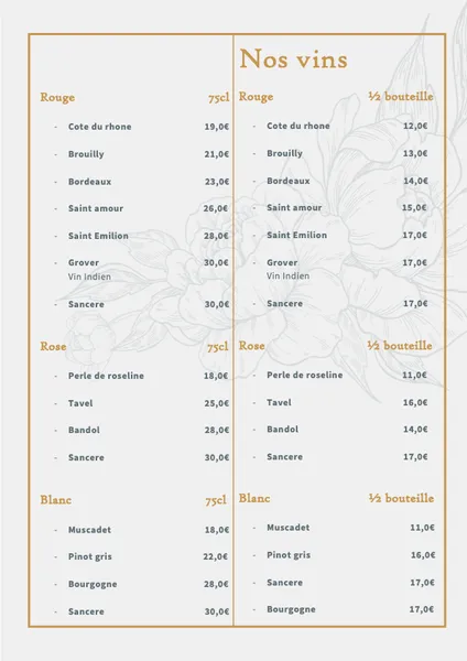 menu 0 of Maharajah Darbar