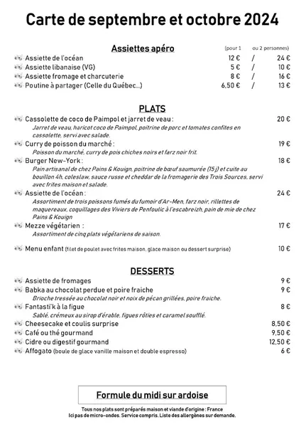 menu 0 of Le Sistrot