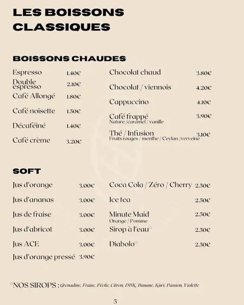 menu 0 of BAR SUR LES QUAIS