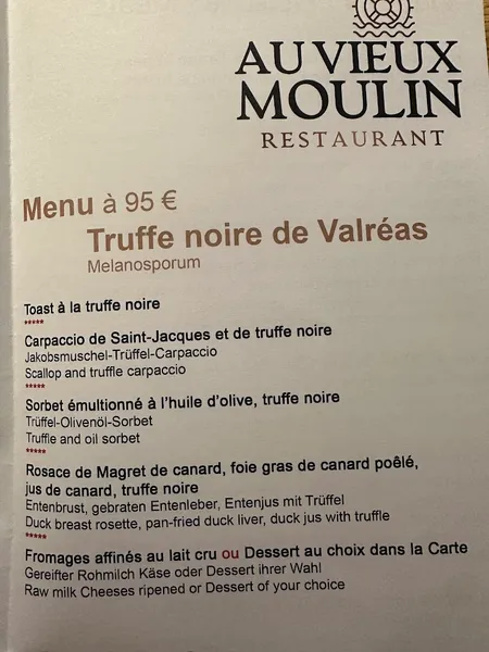 menu 0 of Restaurant Au Vieux Moulin - Alte Mühle