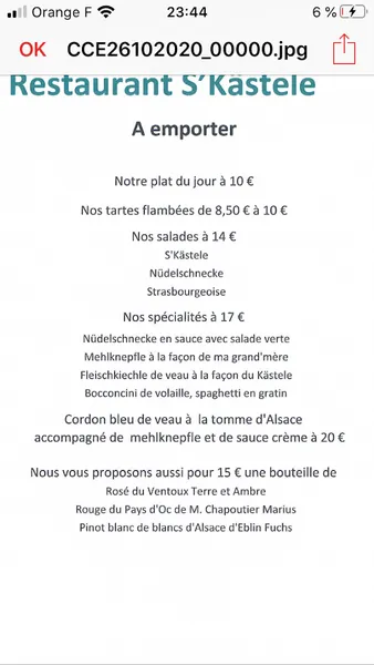 menu 0 of S'Kastele