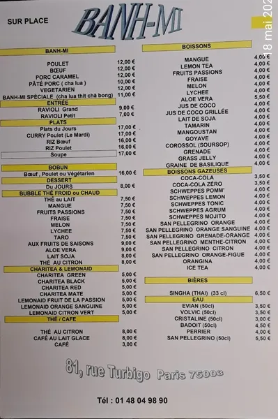 menu 0 of Banh Mi
