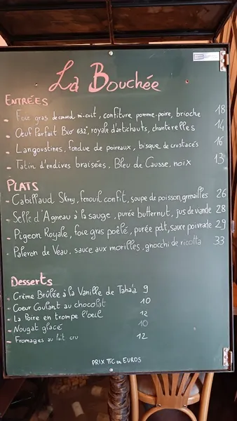 menu 2 of La Bouchée