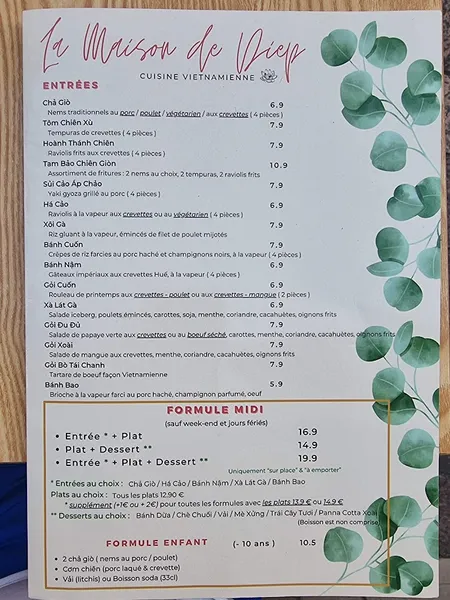 menu 0 of La Maison de Diep