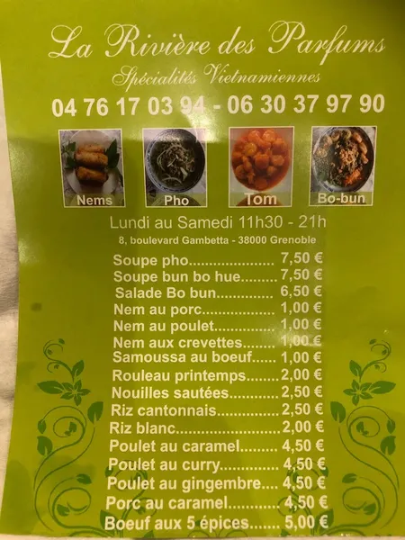 menu 0 of Fast-food La Rivière des Parfums