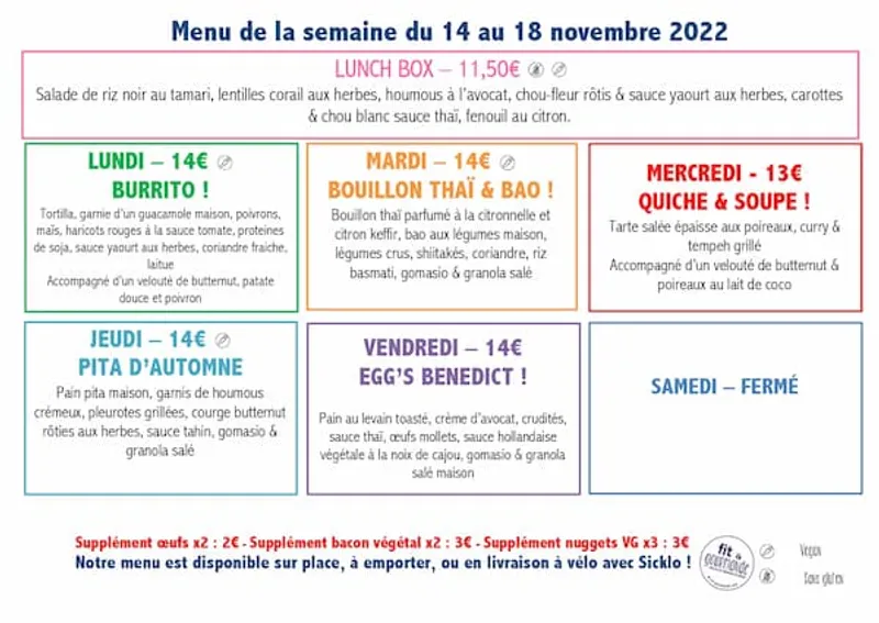 menu 0 of FIT & GOURMANDE - Restaurant & traiteur