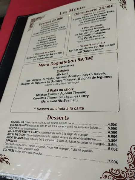 menu 1 of Namaste Himalaya