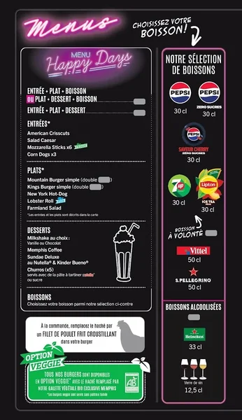 menu 0 of Memphis - Restaurant Diner
