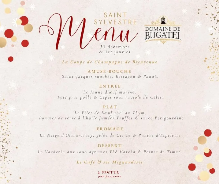 menu 0 of Domaine de Bugatel (le restaurant), fermé le 24 et le 25.12.24
