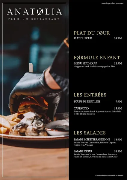 menu 1 of Anatolia - Restaurant La Valette du Var