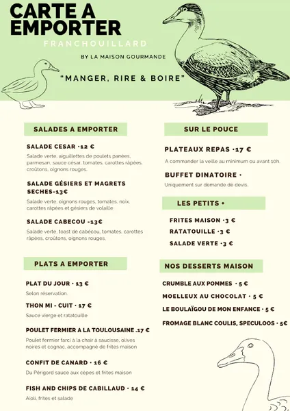 menu 1 of LA MAISON GOURMANDE