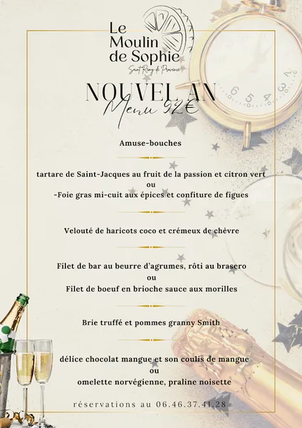 menu 0 of Le Moulin De Sophie