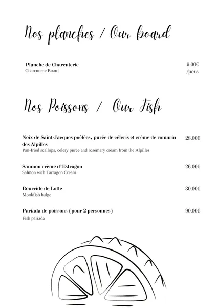 menu 2 of Le Moulin De Sophie