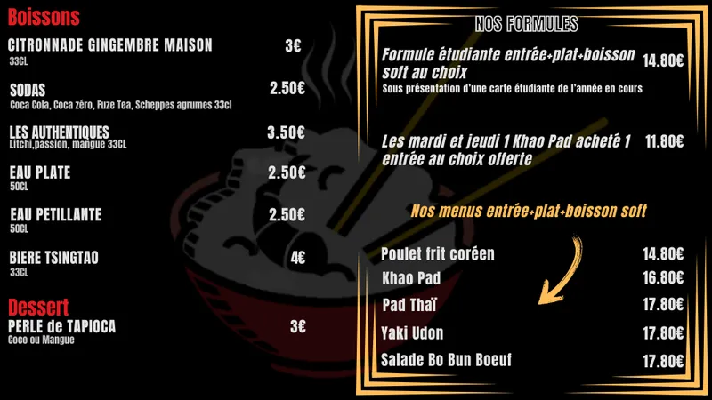 menu 1 of Kin Thai