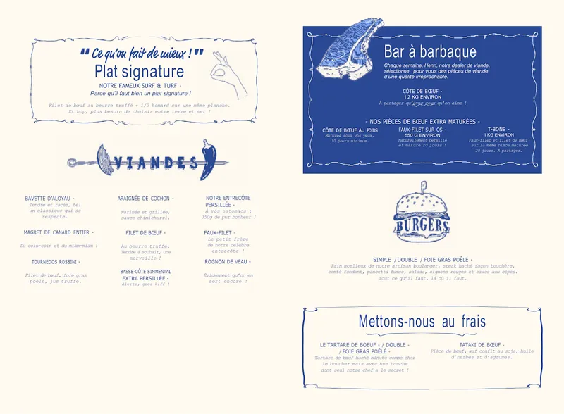 menu 1 of La Côte & l'Arête Villenave d'Ornon