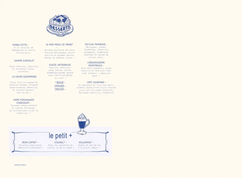 menu 2 of La Côte & l'Arête Villenave d'Ornon