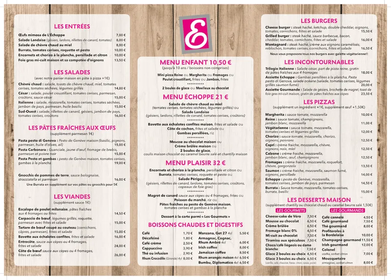 menu 0 of L'Echoppe