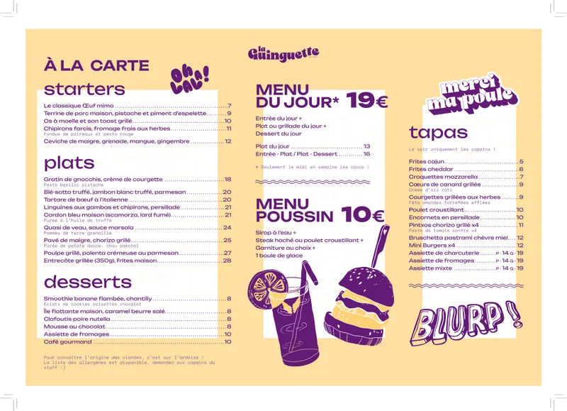 menu 1 of La Guinguette du Coq