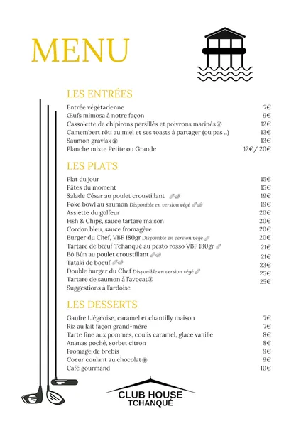 menu 0 of Restaurant Club house Tchanque