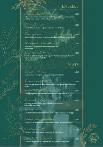 menu 1 of Restaurant Mama' Za - Spécialités Italiennes, Pizza Napolitaine