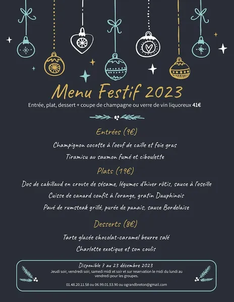 menu 0 of Restaurant O'Grand Breton