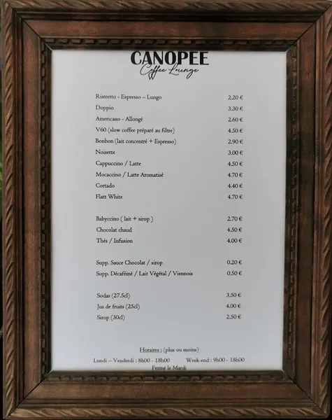menu 0 of Canopée - Coffee Lounge