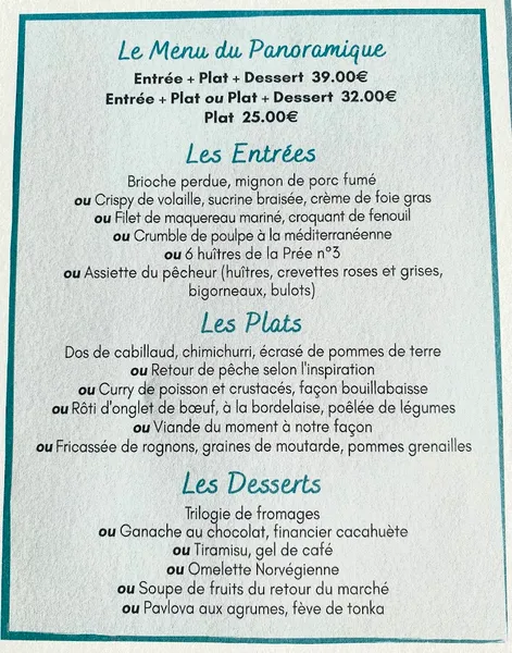 menu 0 of Panoramique de la Prée